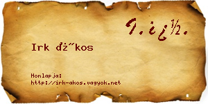 Irk Ákos névjegykártya